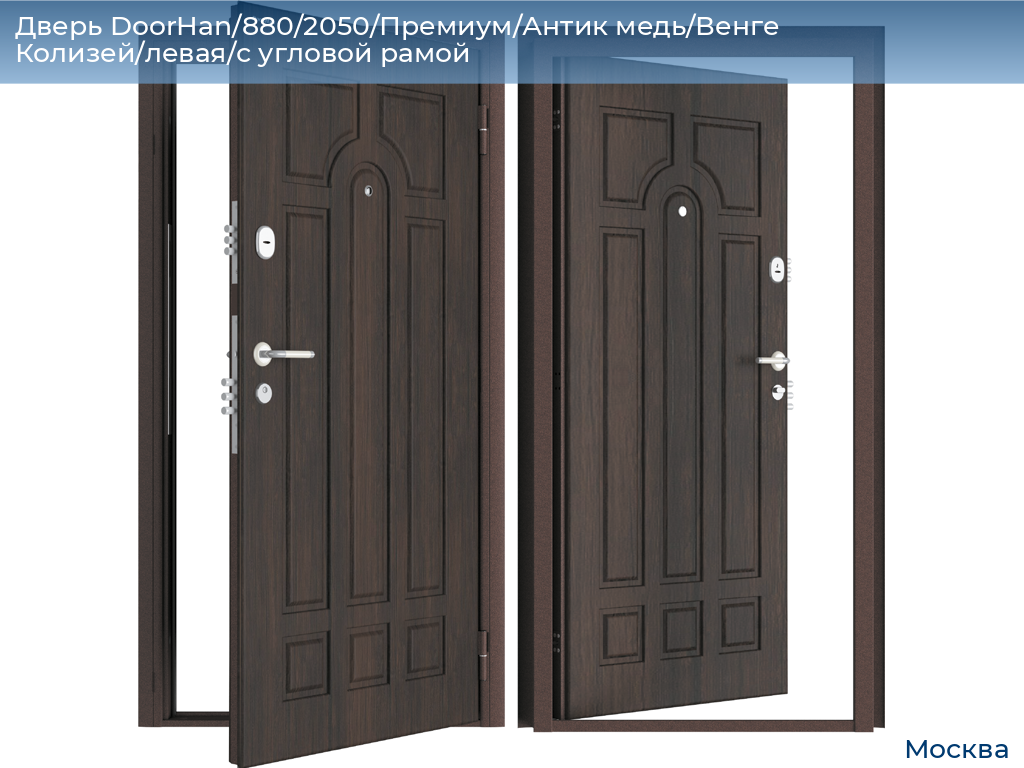 Дверь DoorHan/880/2050/Премиум/Антик медь/Венге Колизей/левая/с угловой рамой, 