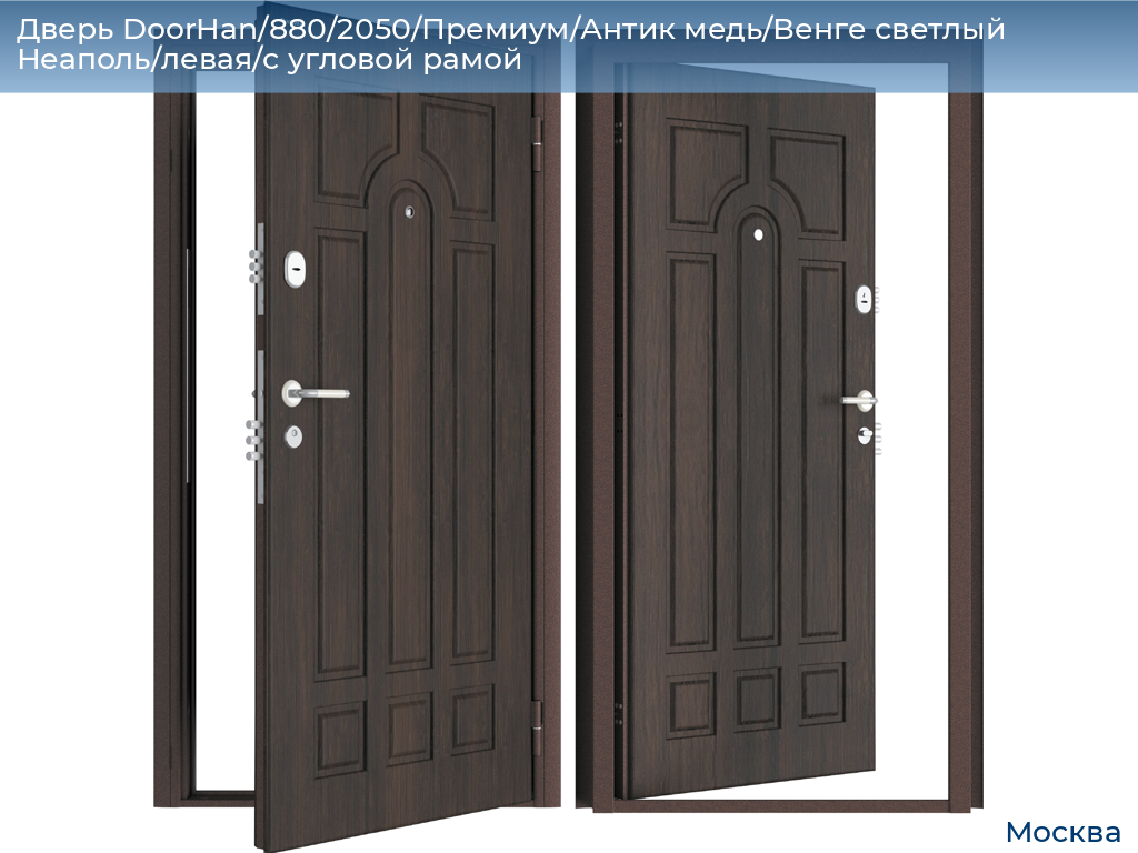 Дверь DoorHan/880/2050/Премиум/Антик медь/Венге светлый Неаполь/левая/с угловой рамой, 