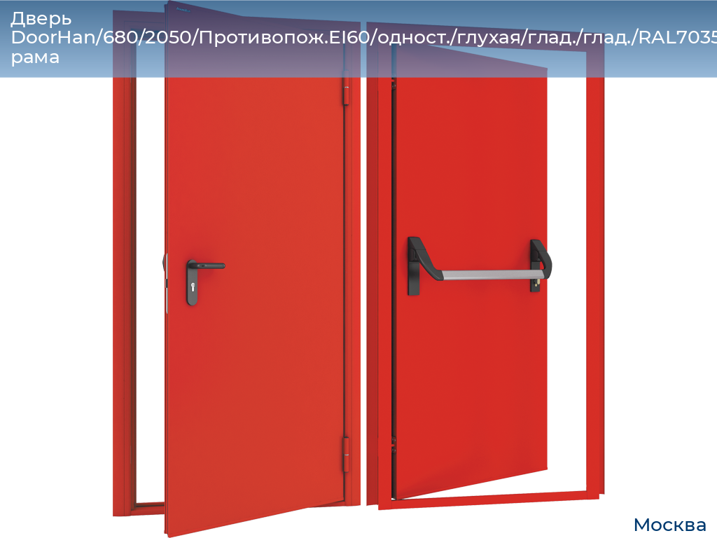 Дверь DoorHan/680/2050/Противопож.EI60/одност./глухая/глад./глад./RAL7035/лев./угл. рама, 